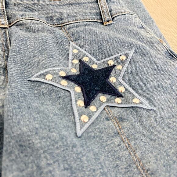 Rare Forever 21 Frankie & the Studs Star Flare Jeans L Coastal Cowgirl Cowboys - Picture 6 of 9